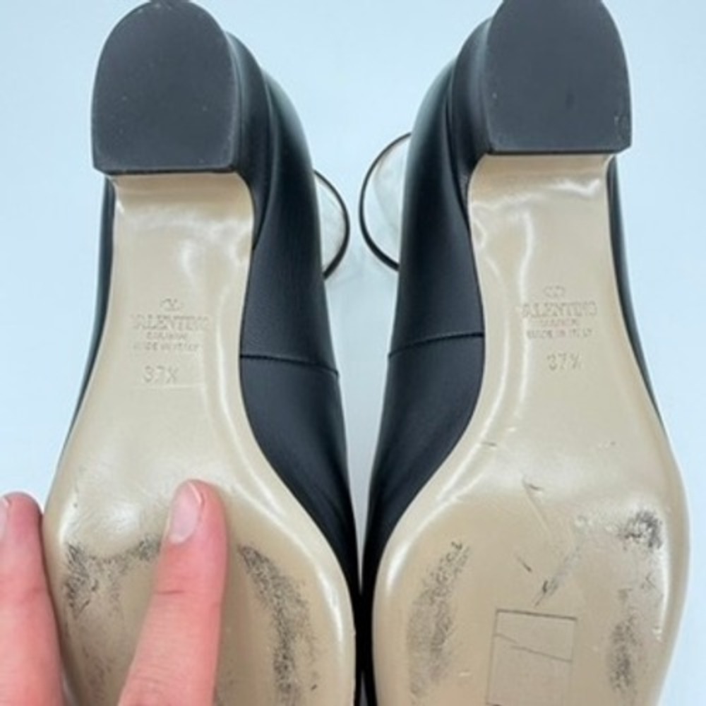 Valentino Garavani Black Leather Ankle Strap Flats TWDS0486 NK2 Size 37.5 - Picture 8 of 12